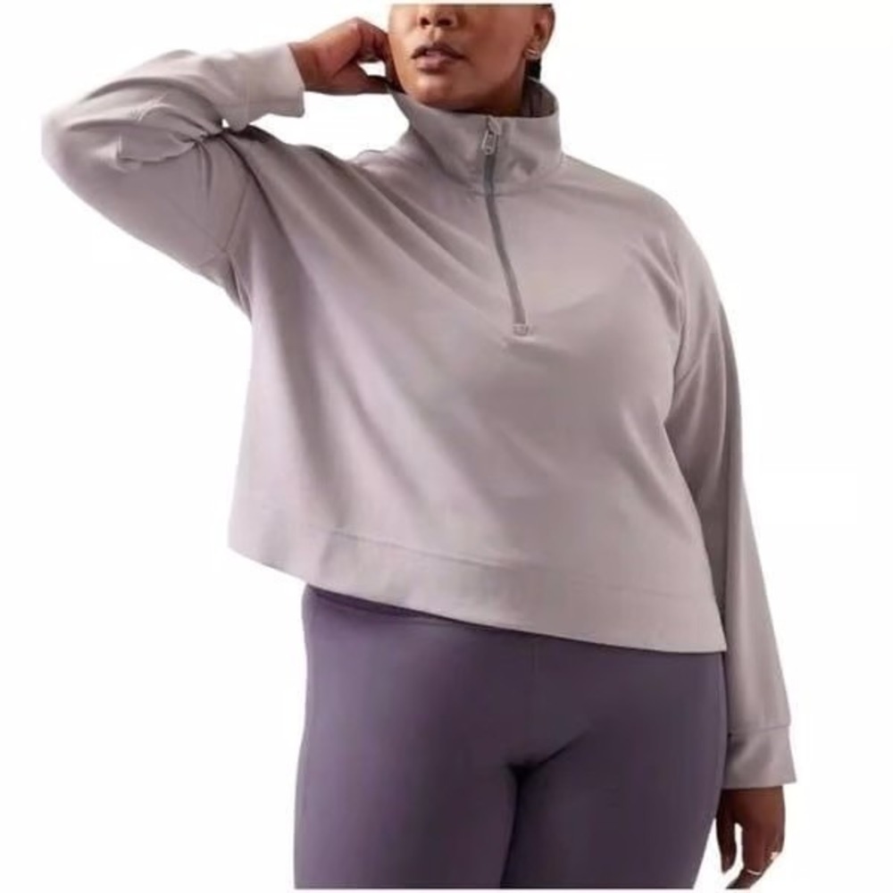 Athleta Seasoft Quarter Zip Women's 1X Plus Size Purple Lavender Soft Pullover